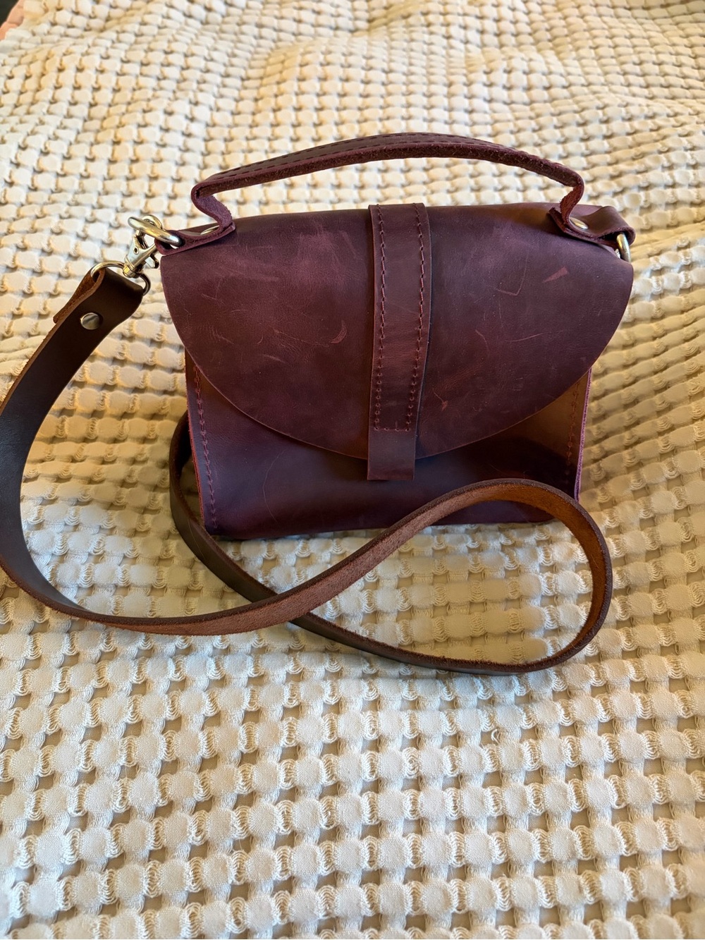Leather Crossbody Bag in Deep Purple